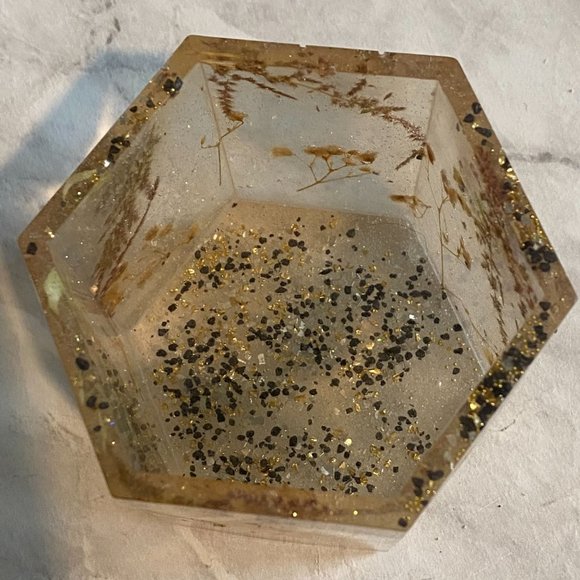 Gold, Cream & Black Resin Handmade Planter, Desktop Pen Holder, Trinket Holder - Picture 8 of 9